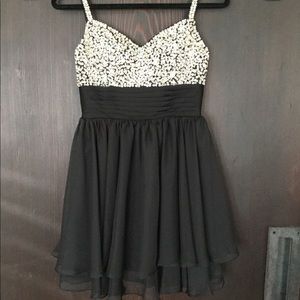 Black and silver beaded cocktail dress